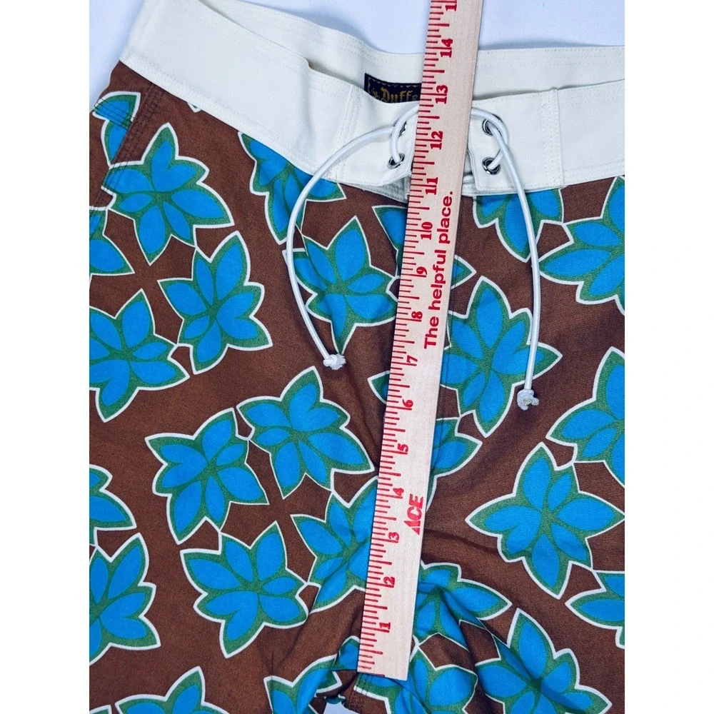 Vintage Duffer Sportswear Swim Board Shorts Mens Large Brown Blue  Surf Retro